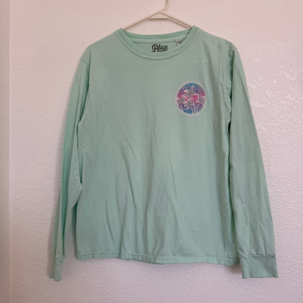 Blue 84 Mint Long Sleeve Tee with Palm Design